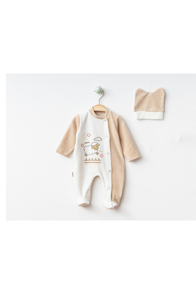 Melish Bebe بذلة مخملية مطبوعة على شكل خروف