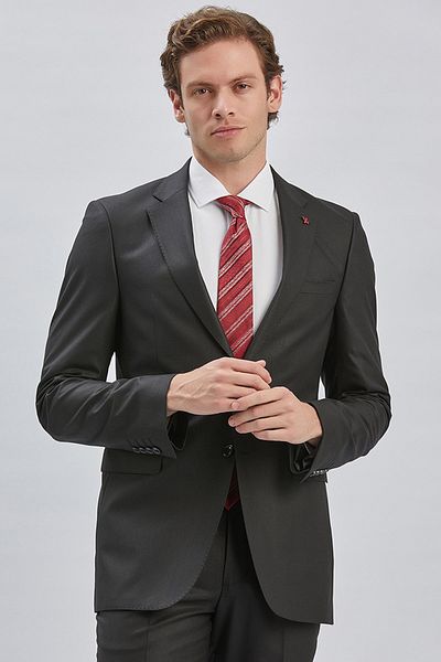 İmza Dark Navy Blue Striped Slim Fit Suit - Swallow Collar, Lined, 6 Drop -1001240175