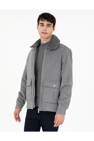 Pierre Cardin Gri Yün Karışımlı Regular Fit Kaşe Mont 50293328-VR024