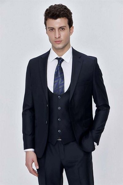 İmza Vestă căptușită cu guler mono bleumarin, cu 6 picături Costum slim fit1001225186