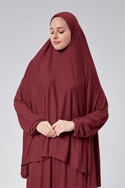 Sonbaharmoda Φόρεμα προσευχής - δύο τεμάχια, οργανικό βαμβάκι, ελαστικό μανίκι, αντιολισθητική φούστα, χτενισμένο βαμβακερό μουσουλμανικό