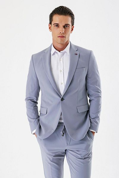 İmza Dark Blue Mono Collar Double Slit Lycra 6 Drop Slim Fit Slim Fit Classic Suit1001240164