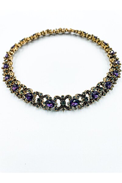 Ma Atölye Antian Mor Zirkon Taşlı Bronz Kolye