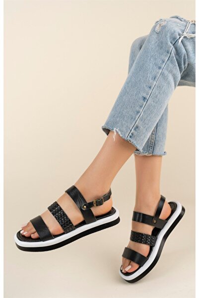 Birikon Σανδάλια Vaketa με 3 λουράκια ΜΑΥΡΟ