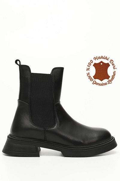 GÖNDERİ(R) Women / Girls Black Thick Sole Genuine Leather Chelsea Boots