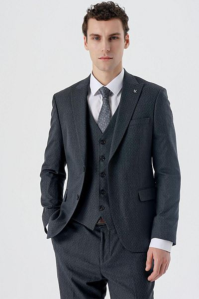 İmza Navy Blue Swallow Collar Vest 6 Drop Slim Fit Slim Fit Classic Suit1001235168