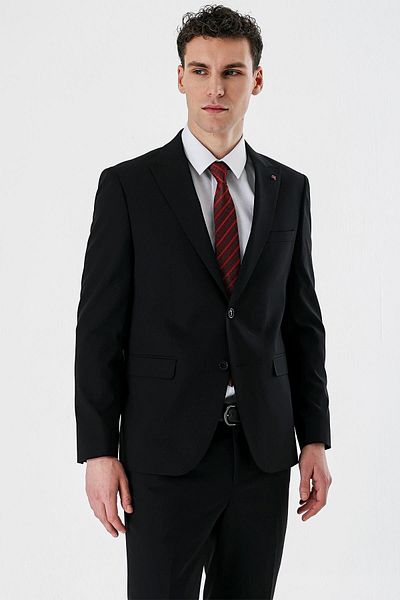 İmza Black Plain Swallow Collar Lycra 6 Drop Slim Fit Slim Fit Classic Suit1001240161