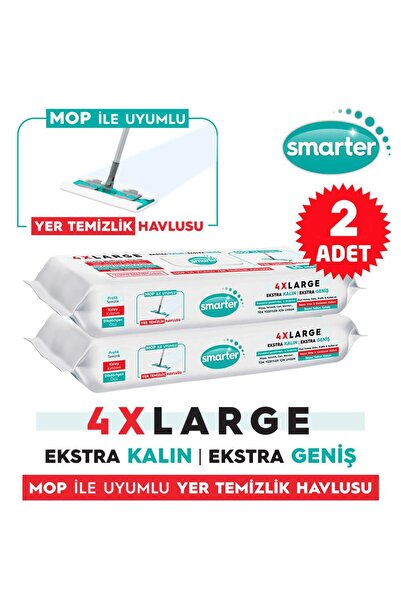 SMARTER 2 Adet Yer Temizlik Havlusu Bezi 4XL Mopa Uyumlu Yüzey Beyaz Sabun Ko...