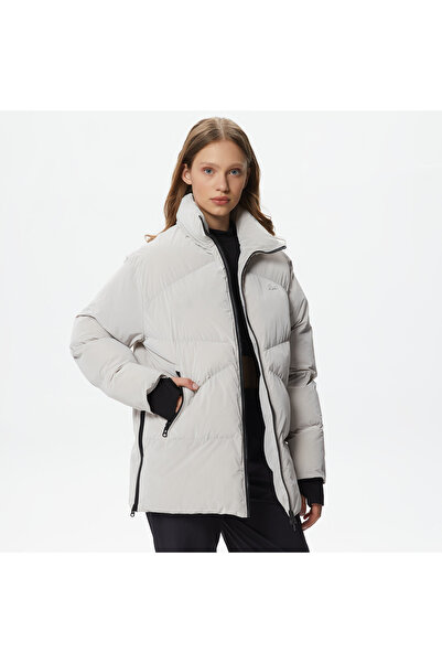 Lacoste Kadın Dik Yaka Kapitone Açık Gri Mont