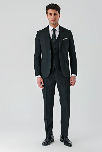 İmza Black Swallow Collar Vest Lycra 6 Drop Slim Fit Classic Suit1001240168