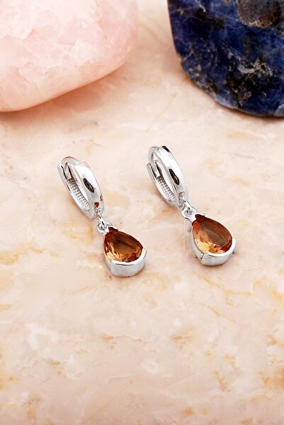 Sümer Telkari Renk Değiştiren Sultan Taşlı Damla Rodyumlu Gümüş Küpe 7097