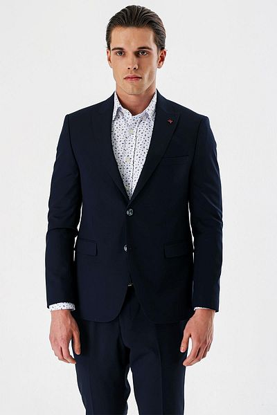 İmza Navy Blue Plain Swallow Collar Lycra 6 Drop Slim Fit Slim Fit Classic Suit1001240161