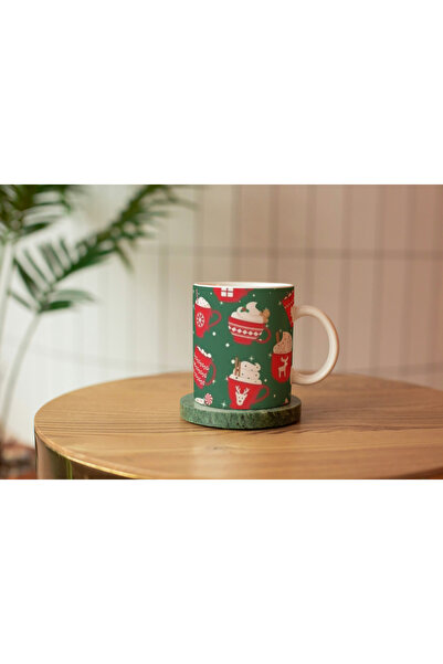 EYBaskı Tasarım BEYAZ PORSELEN YILBAŞI NOEL TEMALI BASKI KUPA