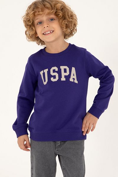 U.S. Polo Assn. Boy's Purple Basic Crew Neck Sweatshirt 50293474 -Vr038