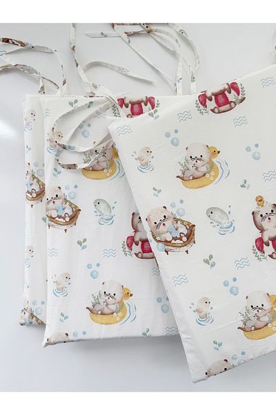 Jaju Baby 60 X 120 Cute Cat Crib Edge Protector Crib Edge Protection 60X120 cm 100% Cotton Fabric