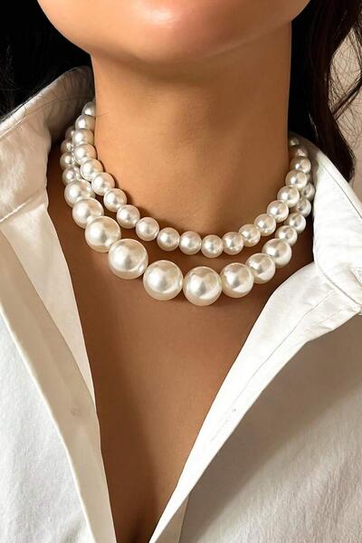 New Obsessions Set of 2 Peel-less Pearl Necklace - Special Coating
