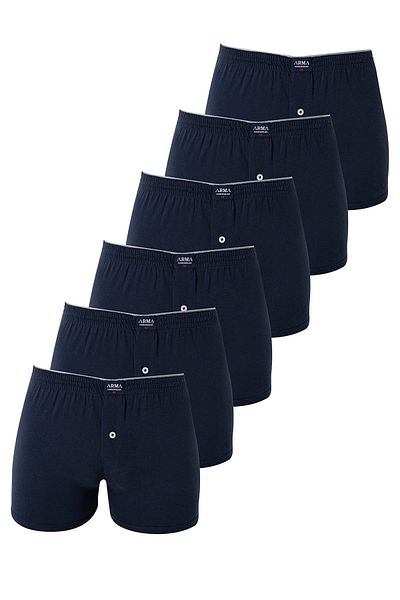 Arma Yıldız Navy Blue 6 Pack Ανδρικές χτενισμένες βαμβακερές πετσέτες - Waist Boxer 100% βαμβάκι