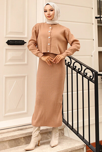 Trade Bazaar Set de două piese cardigan cu nervuri pentru femei