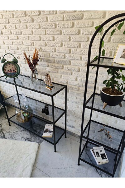 Home Celestia Dresuar Füme Cam & Estee Kitaplık Dekoratif Aksesuar Rafı Kitaplık Füme Cam