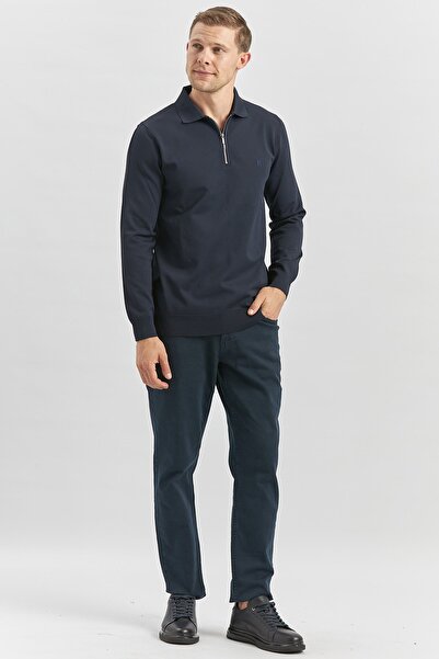 İmza Темно-синій довгий рукав, в'язаний поло, вузький крій, трикотаж 1012245150