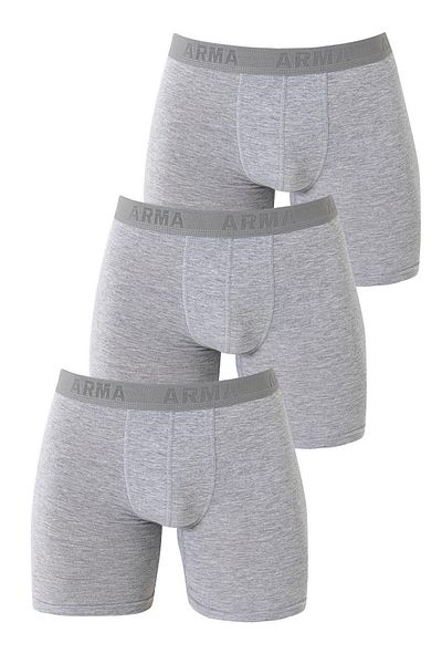 Arma Yıldız 3 Pack Men's Gray Long Boxer Cotton Lycra Stretch Fabric
