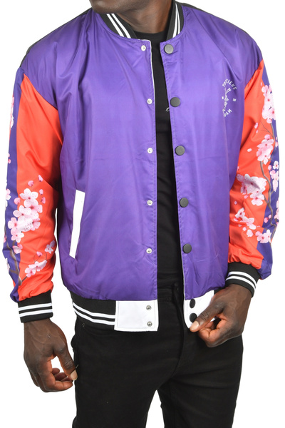 Rizz up Erkek Mor Dijital Baskılı Sırtı Ejderha Desenli Su ve Rüzgar Geçirmez İnce Mont Yağmurluk 2304786