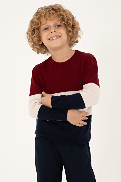 U.S. Polo Assn. سترة للأولاد باللون الأزرق الداكن برقبة دائرية 50295544-VR033