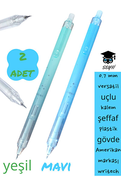 SEYFİKİRTASİYE 0.7 mm versatil uçlu kalem şeffaf plastik gövde  Amerikan mark...