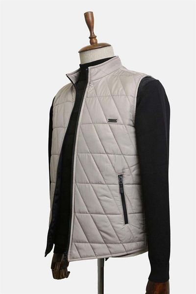 İmza Vestă pufă casual matlasată cu guler antracit închis1009225153