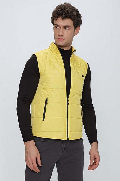 İmza Vestă pufă casual matlasată cu guler stand galben1009225153