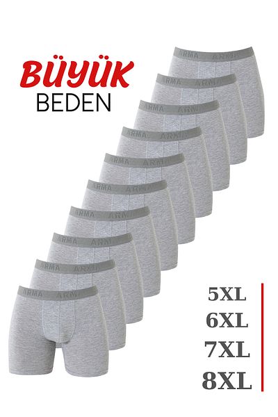 Arma Yıldız Ανδρικό Γκρι Μεγάλο Μέγεθος Boxer Cotton Lycra Πακέτο 10