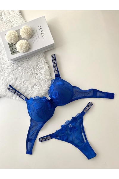 MAVEA Sada vyšívaných květinových podprsenek s kamínky