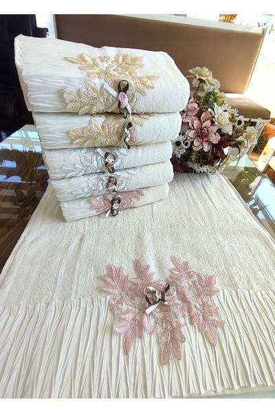 A.Z.H. Σετ πετσετών 50x90 cm Luxury Pleated Velvet - Σετ 6 πετσετών αρραβώνων