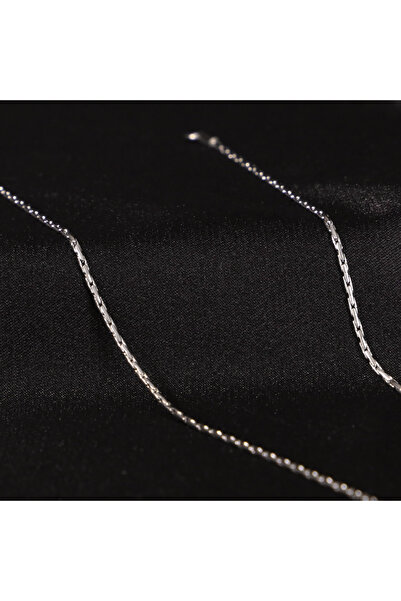 FOURSOLOS Çelik Erkek Kolye, Gümüş Renk, İnce Zincir No:12