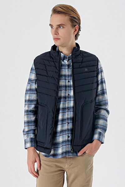 İmza Γιλέκο Stand Collar Dark Navy Puffer - Γεμισμένο, Casual 1009235152