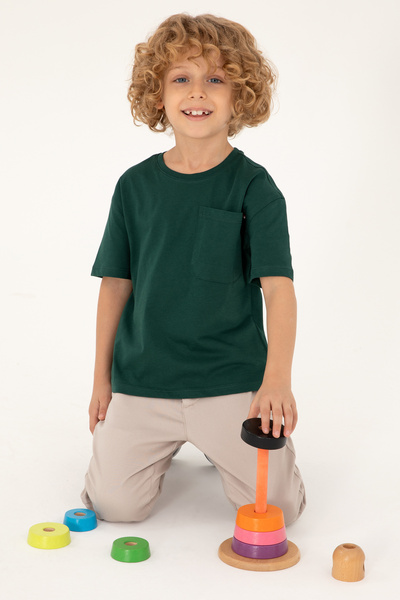 U.S. Polo Assn. Erkek Çocuk Koyu Yeşil Bisiklet Yaka Tişört 50295428-VR079