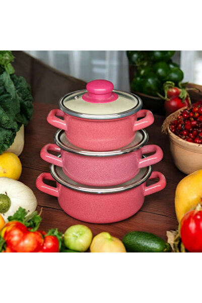 qussine Mini Cookware Set Enameled 6 Piece Storage Container Set Red