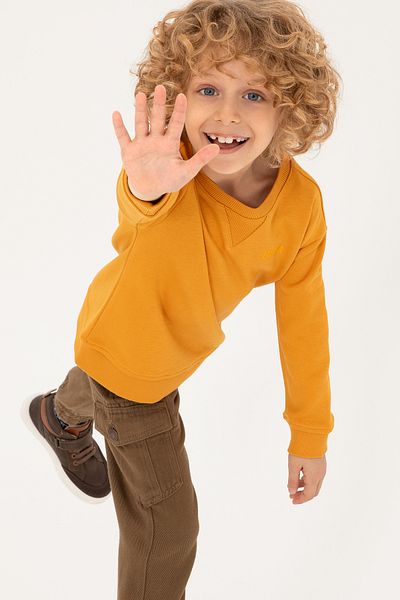 U.S. Polo Assn. Boy's Mustard Basic Crew Neck Sweatshirt 50295151 -Vr072