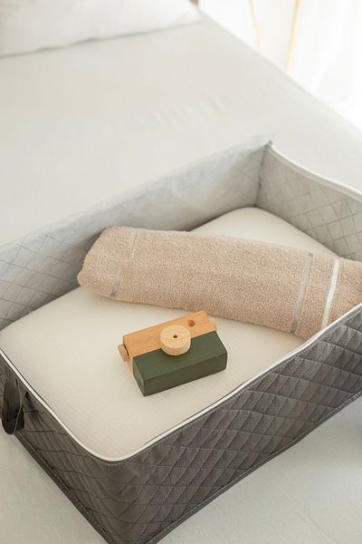 ADARYA HOME 6 Pieces Quilted under Base Storage 60X40X22 (Gray)