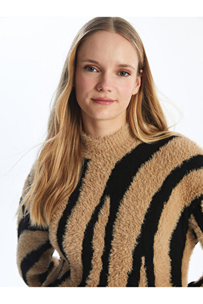 LC Waikiki Lw - Half Turtleneck Patterned Women's Knitwear Tunic