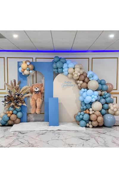 eğlencemarketi Deep Ocean Macarons Blue Hazelnut and Sea Sand Balloon Chain 100 Pieces