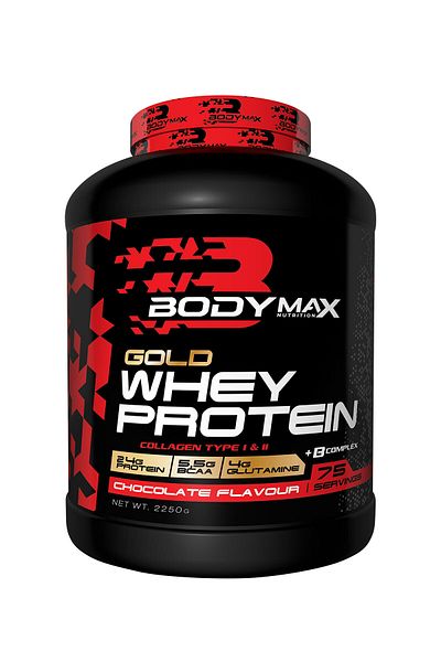 BODYMAX Gold Whey Protein Powder 2250 Gr Chocolate Flavored + Amino8000 Amino Acid 400 Tablets + Shaker Gift