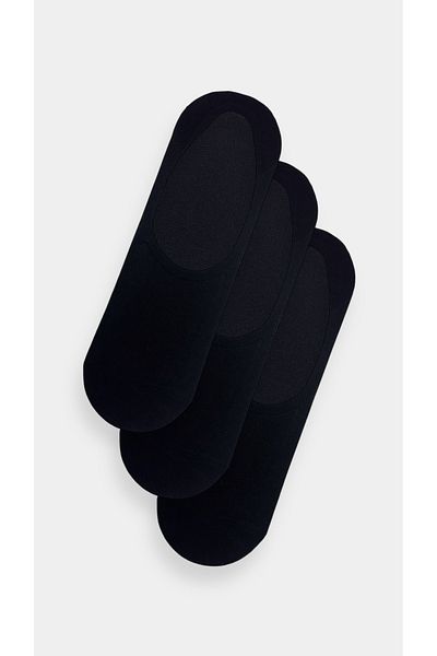 COTTONLAB Unisex 3-Piece Non-Slip Heel Silicone Black Ballerina Socks