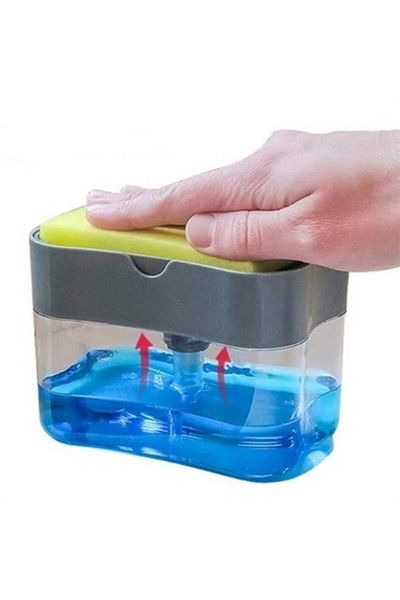 Buffer ® Practical Liquid Soap Dispenser Pump with Two In One Presses and Dishwashing Sponge Reservoir