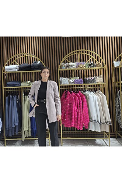 Omka Moda Blazer Ceket Yanları Yırtmaçlı Tek Düğmeli