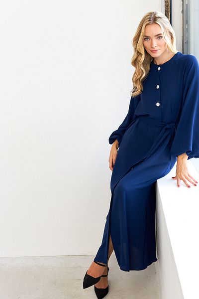 VAVİNOR Φόρεμα Abaya με μπαλόνι μανίκι - Indigo