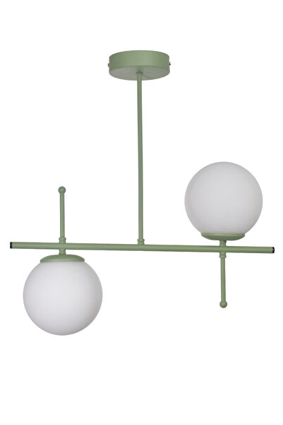 Modavize Feris Modern Tasarım Salon Mutfak Yatak Odası Yeşil Renk Beyaz Camlı 2 Li Avize