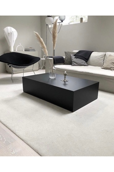 Home Modern Ahşap küp salon sehpası siyah orta sehpa