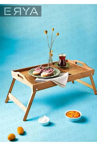 eryahome Folding Leg Bamboo Bed Enjoyment Tray Presentation Tray Portable Tray 30X50Cm