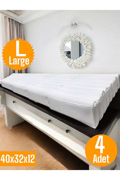 Balkan Room 4 Pieces White Accordion Type - 8 Compartment Drawer and Organizer Cabinet Set 40X32X12 cm